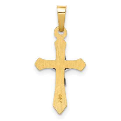 14k Two-tone Gold Polished INRI Crucifix Pendant