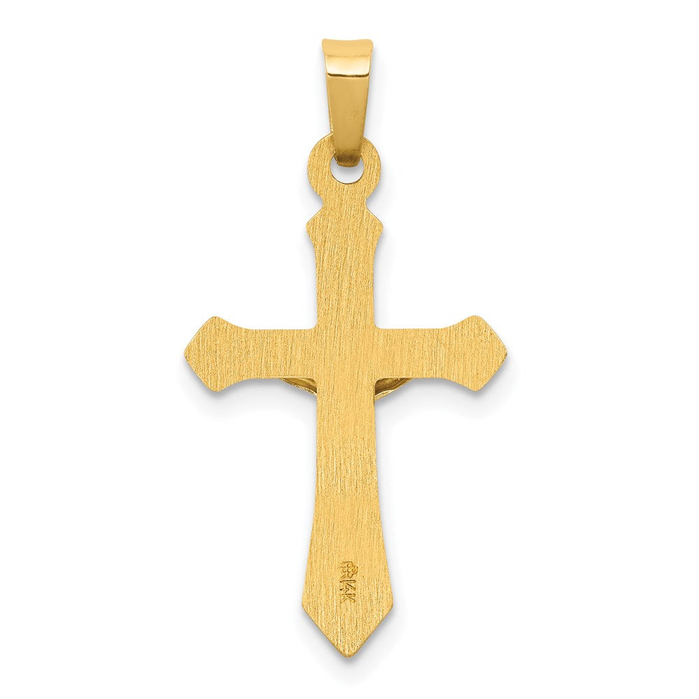 14k Two-tone Gold Polished INRI Crucifix Pendant