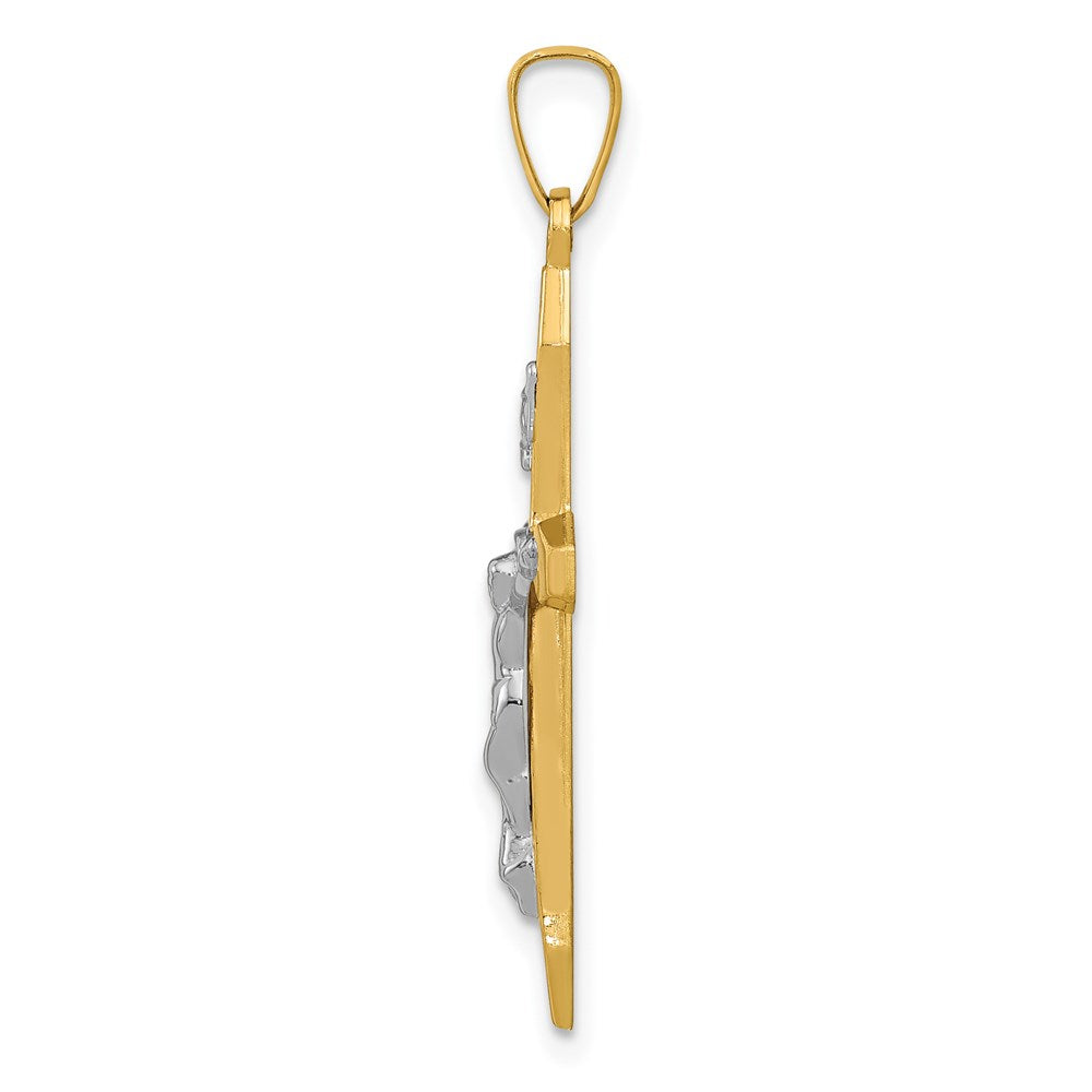 14k Two-tone Gold Polished INRI Crucifix Pendant