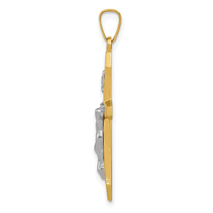 14k Two-tone Gold Polished INRI Crucifix Pendant