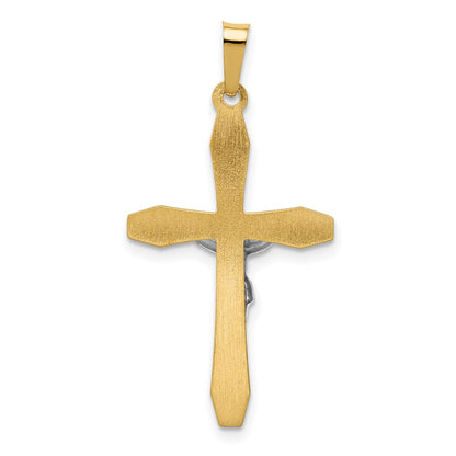 14k Two-tone Gold Polished INRI Crucifix Pendant
