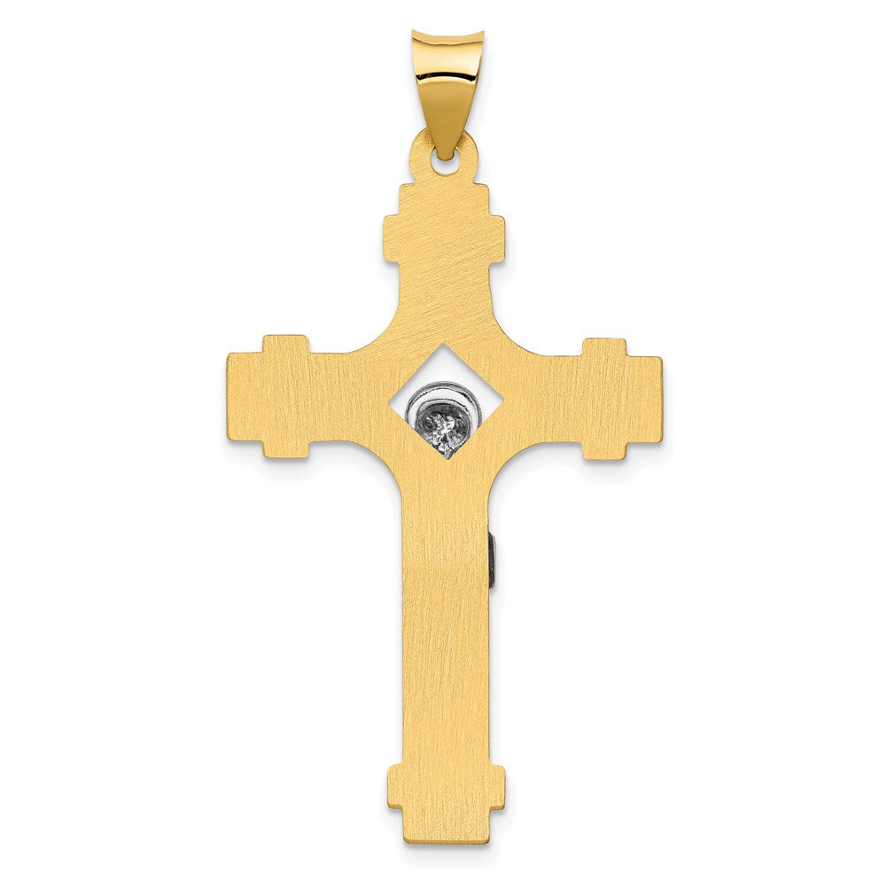 14k Two-tone Gold Polished INRI Crucifix Pendant