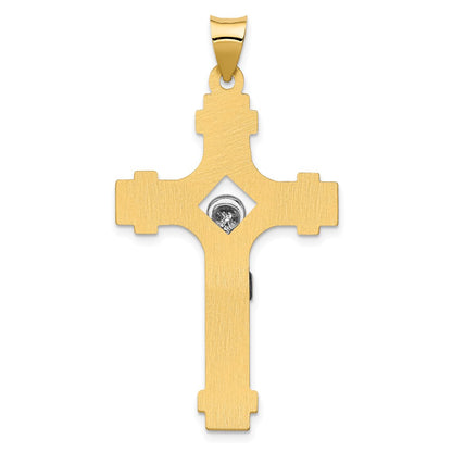 14k Two-tone Gold Polished INRI Crucifix Pendant