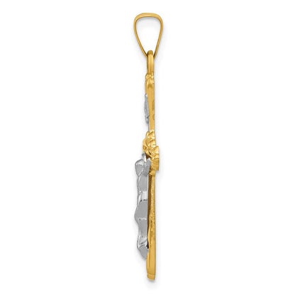 14k Two-tone Gold Polished Inri Crucifix Pendant