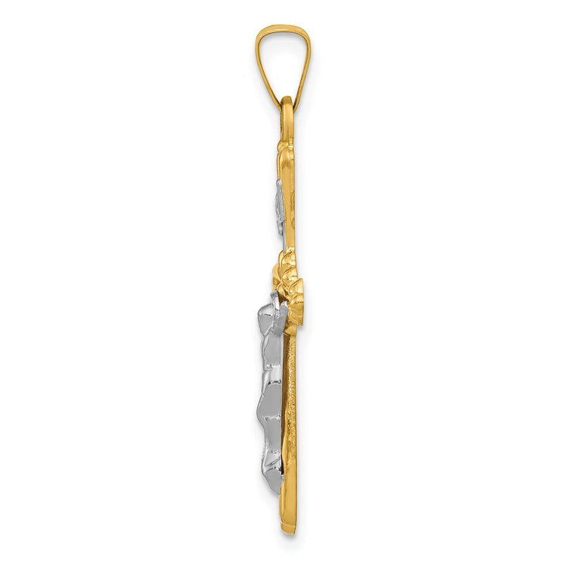 14k Two-tone Gold Polished Inri Crucifix Pendant