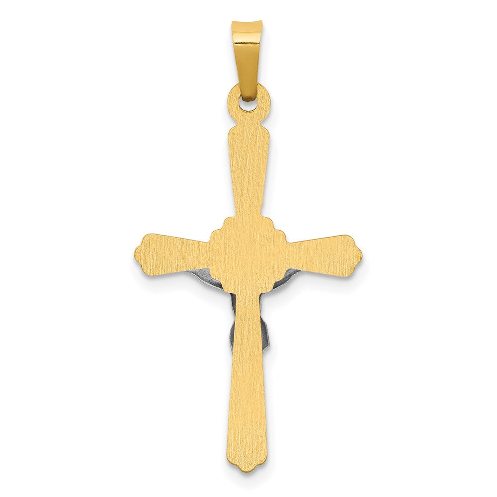 14k Two-tone Gold Polished Inri Crucifix Pendant