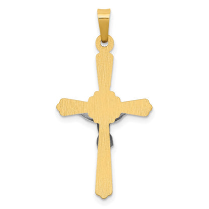 14k Two-tone Gold Polished Inri Crucifix Pendant