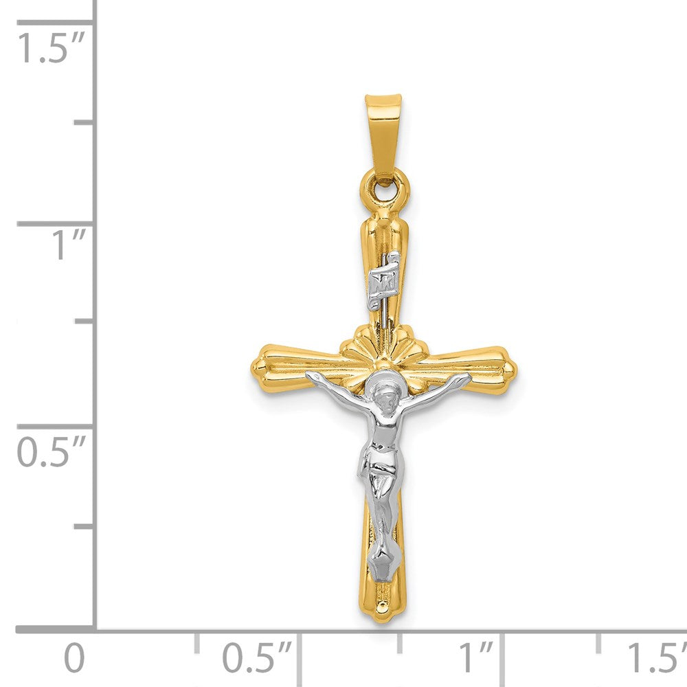 14k Two-tone Gold Polished Inri Crucifix Pendant