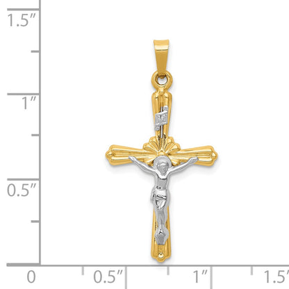 14k Two-tone Gold Polished Inri Crucifix Pendant