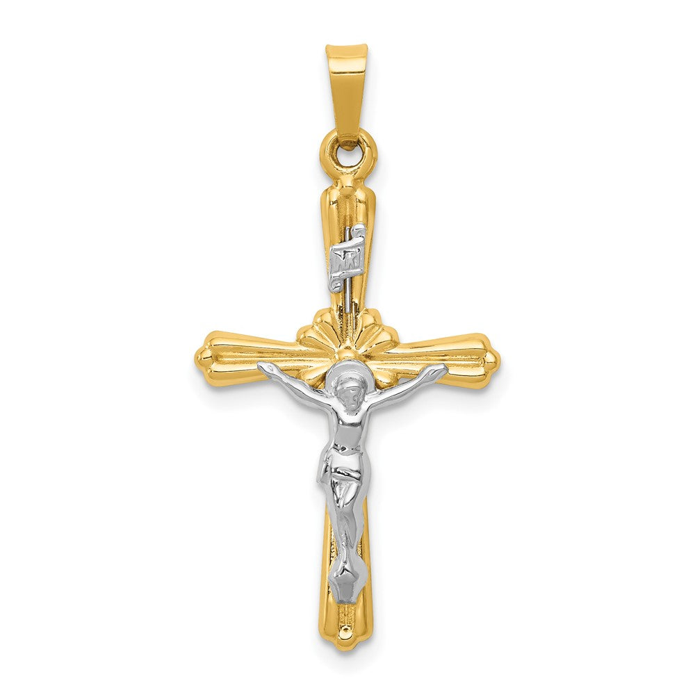 14k Two-tone Gold Polished Inri Crucifix Pendant