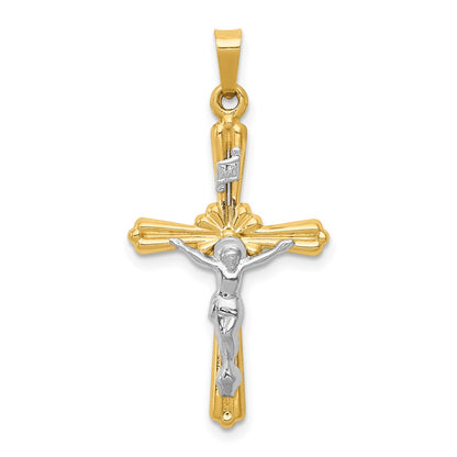 14k Two-tone Gold Polished Inri Crucifix Pendant