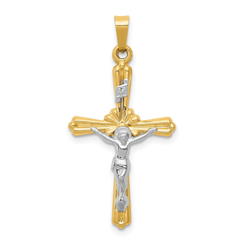 14k Two-tone Gold Polished Inri Crucifix Pendant