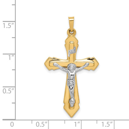 14k Two-tone Gold Polished INRI Crucifix Pendant