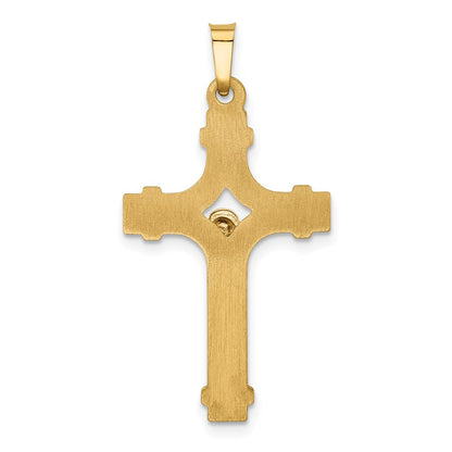 14k Two-tone Gold Polished INRI Crucifix Pendant