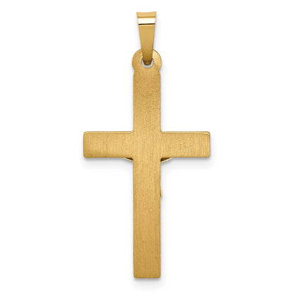 14k Two-tone Gold Polished Lattice Textured INRI Crucifix Pendant