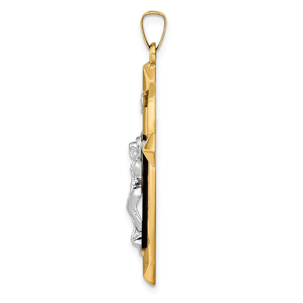 14k Two-tone Gold Polished INRI Crucifix Pendant