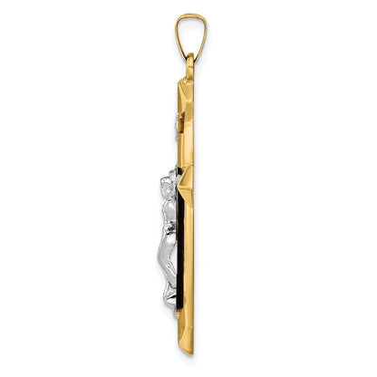 14k Two-tone Gold Polished INRI Crucifix Pendant