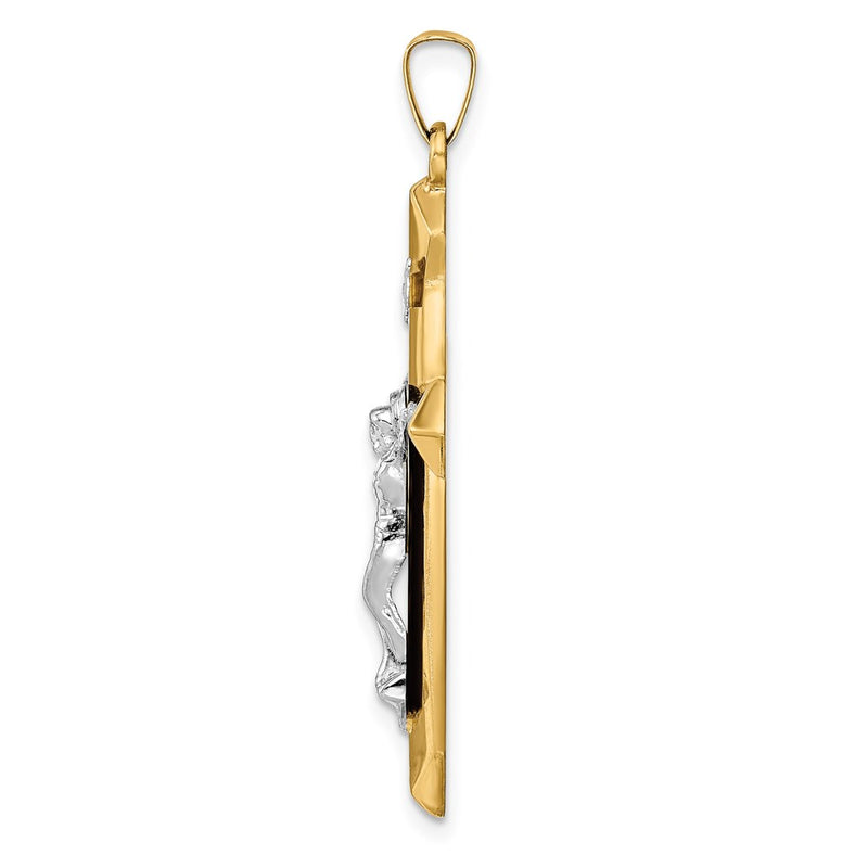 14k Two-tone Gold Polished INRI Crucifix Pendant