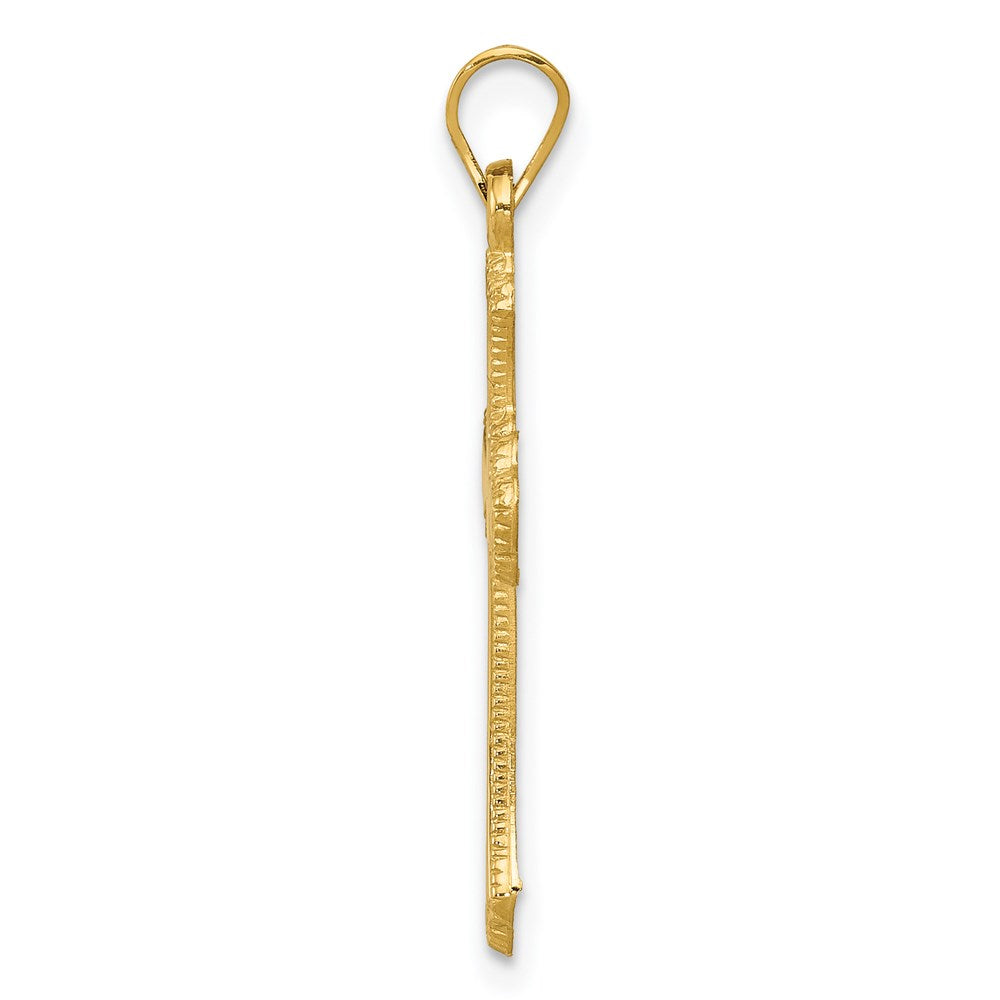 14k Yellow Gold Budded Cross Pendant
