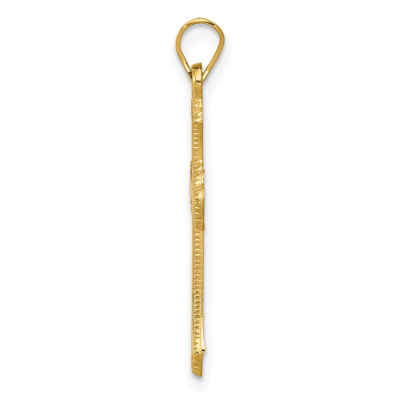 14k Yellow Gold Budded Cross Pendant