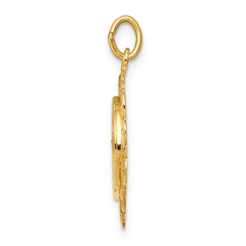 14k Yellow Gold Polished and Satin Spanish Communion Cup Medal Pendant