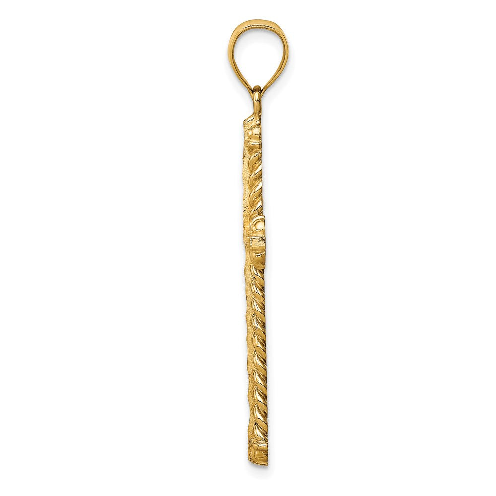 14k Yellow Gold Diamond-cut Cross Pendant