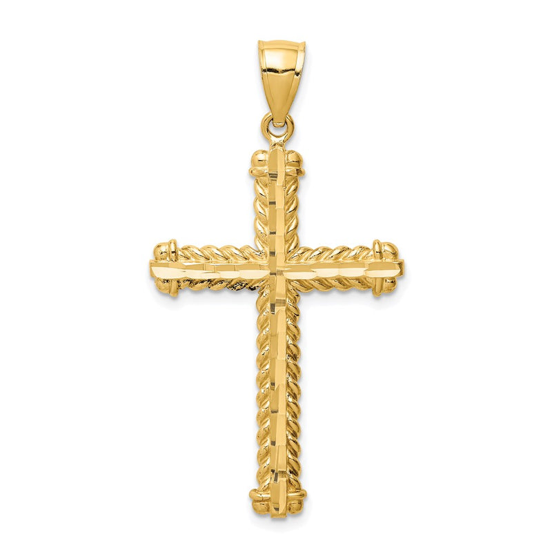 14k Yellow Gold Diamond-cut Cross Pendant
