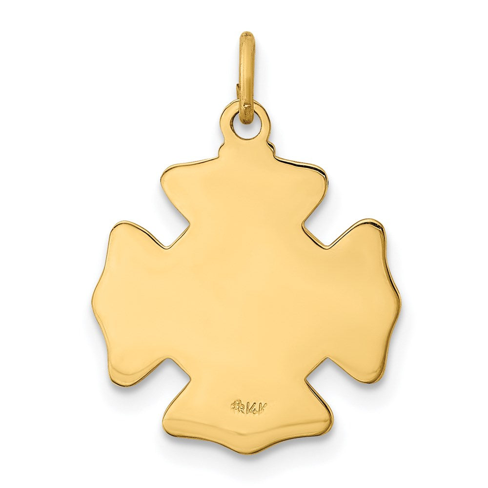 14k Yellow Gold Solid Polished/Satin Small St. Florian Fire Dept. Badge Medal