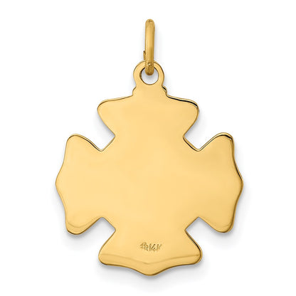 14k Yellow Gold Solid Polished/Satin Small St. Florian Fire Dept. Badge Medal