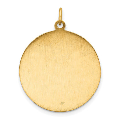 14k Yellow Gold Solid Polished/Satin Large Round St. Jude Thaddeus Medal