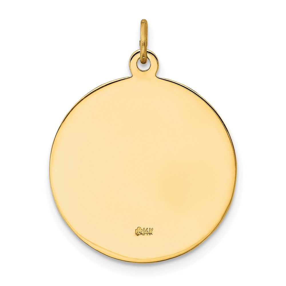 14k Yellow Gold Solid Polished/Satin Medium Round St. Michael Medal