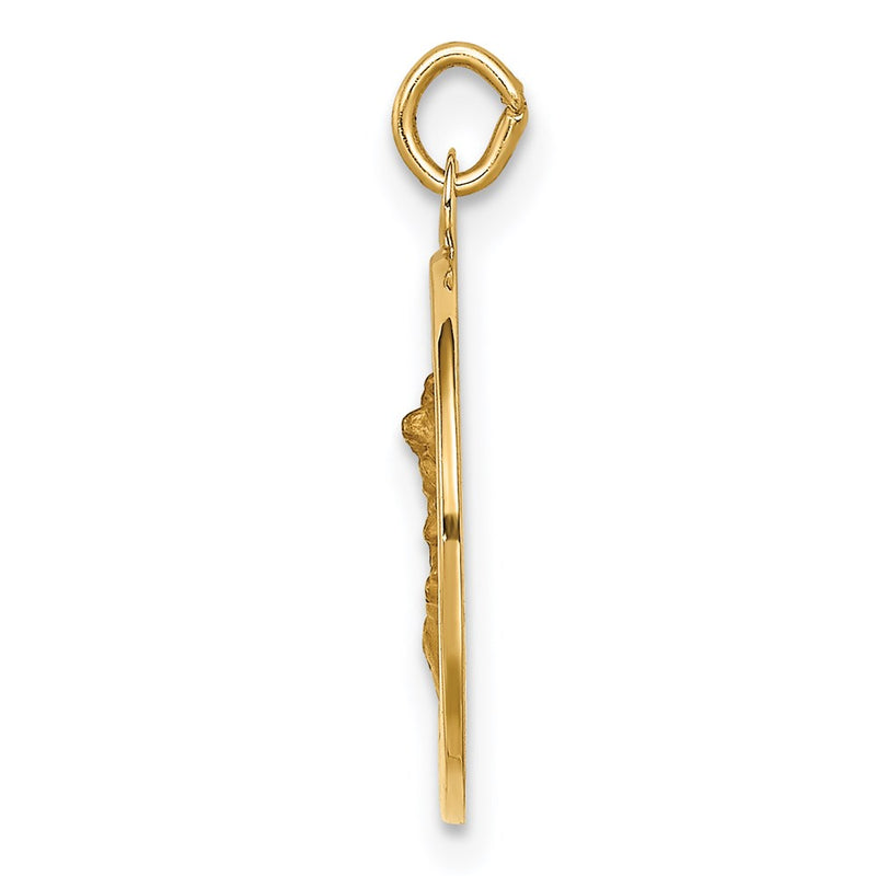 14k Yellow Gold Solid Polished/Satin Small Round St. Michael Medal