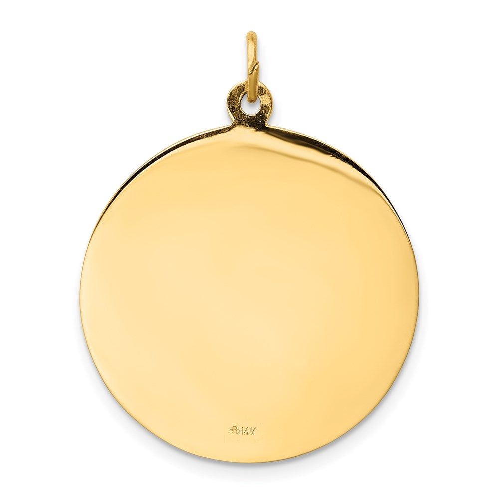 14k Yellow Gold Solid Polished/Satin Large Round St. Michael Medal