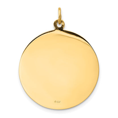 14k Yellow Gold Solid Polished/Satin Large Round St. Michael Medal