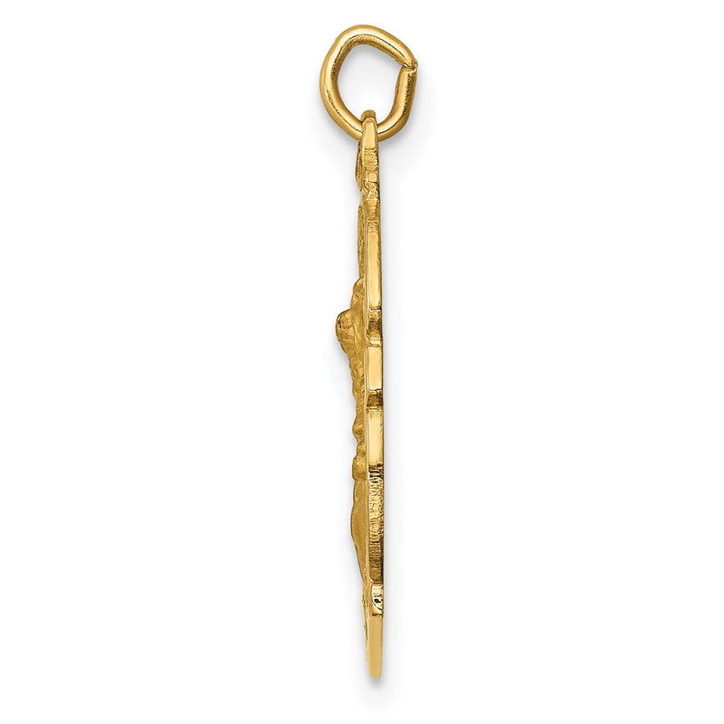 14k Yellow Gold Solid Polished/Satin Small St. Michael Badge Medal