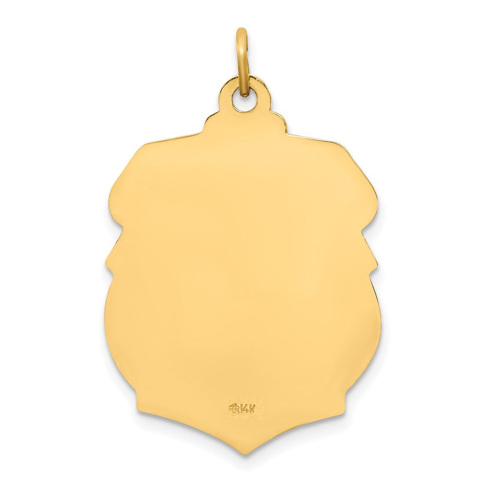 14k Yellow Gold Solid Polished/Satin Large St. Michael Badge Medal