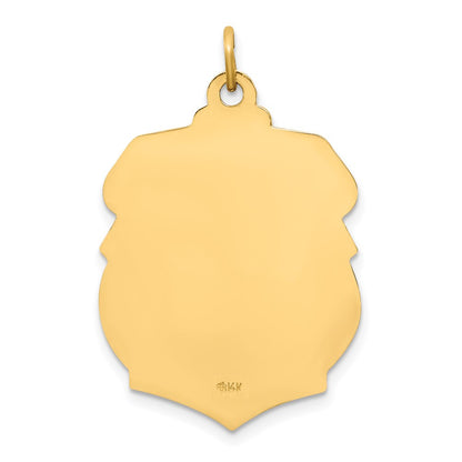14k Yellow Gold Solid Polished/Satin Large St. Michael Badge Medal
