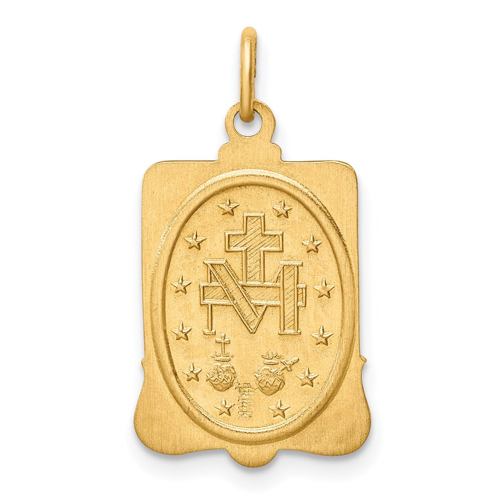 14k Yellow Gold Solid Polished/Satin Rectangle Framed Miraculous Medal