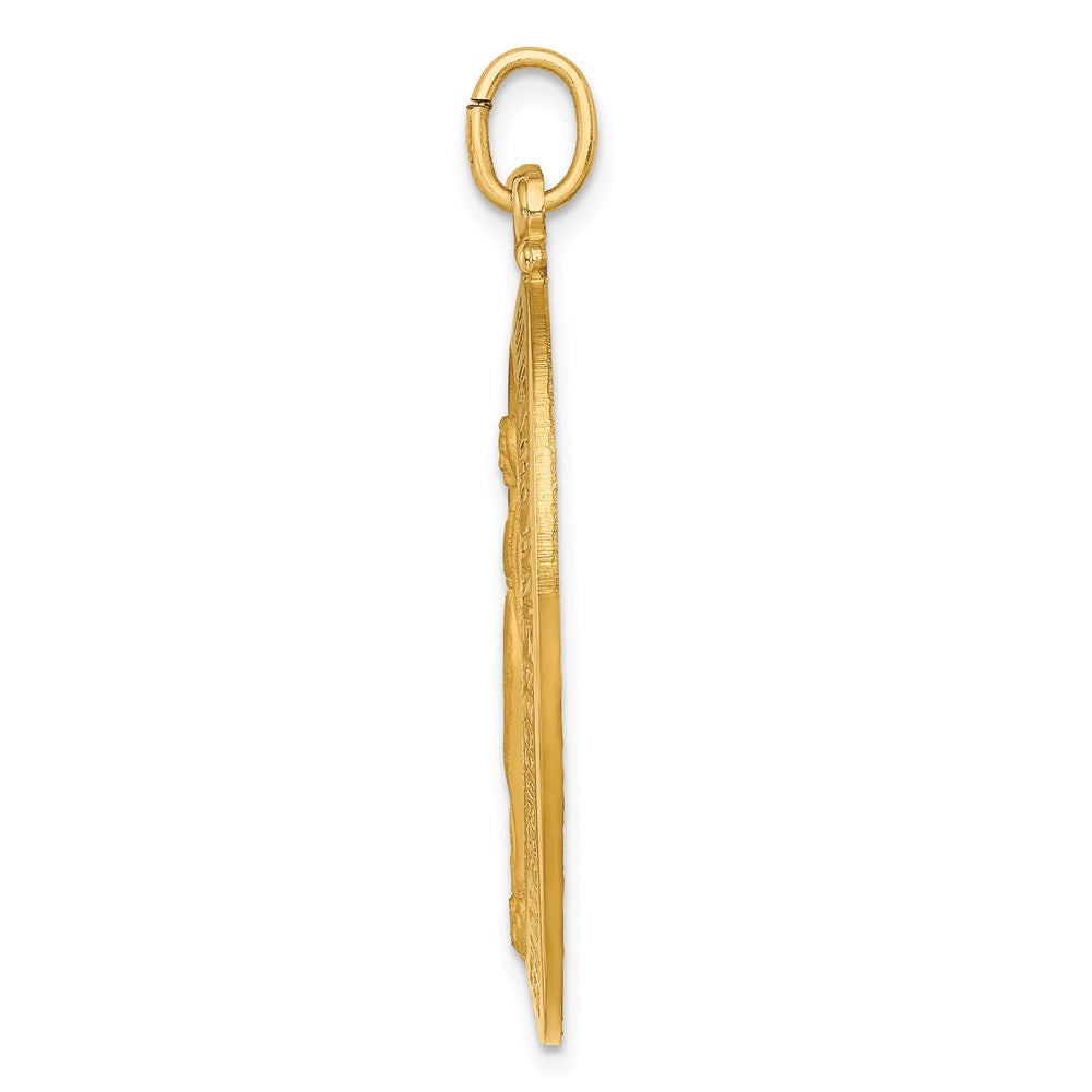 14k Yellow Gold Solid Polished/Satin Large Oval Miraculous Medal