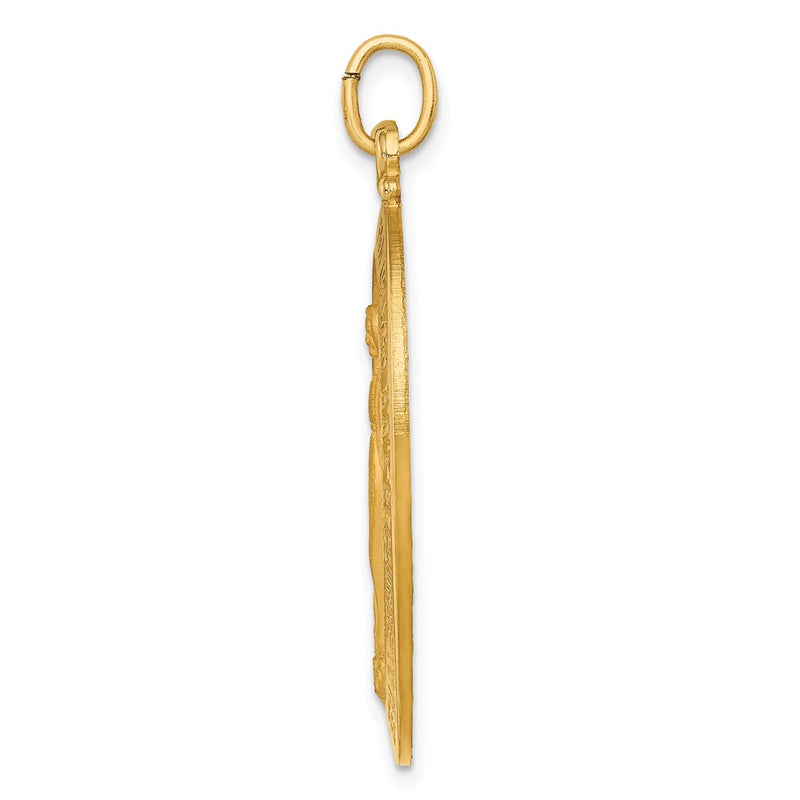 14k Yellow Gold Solid Polished/Satin Large Oval Miraculous Medal