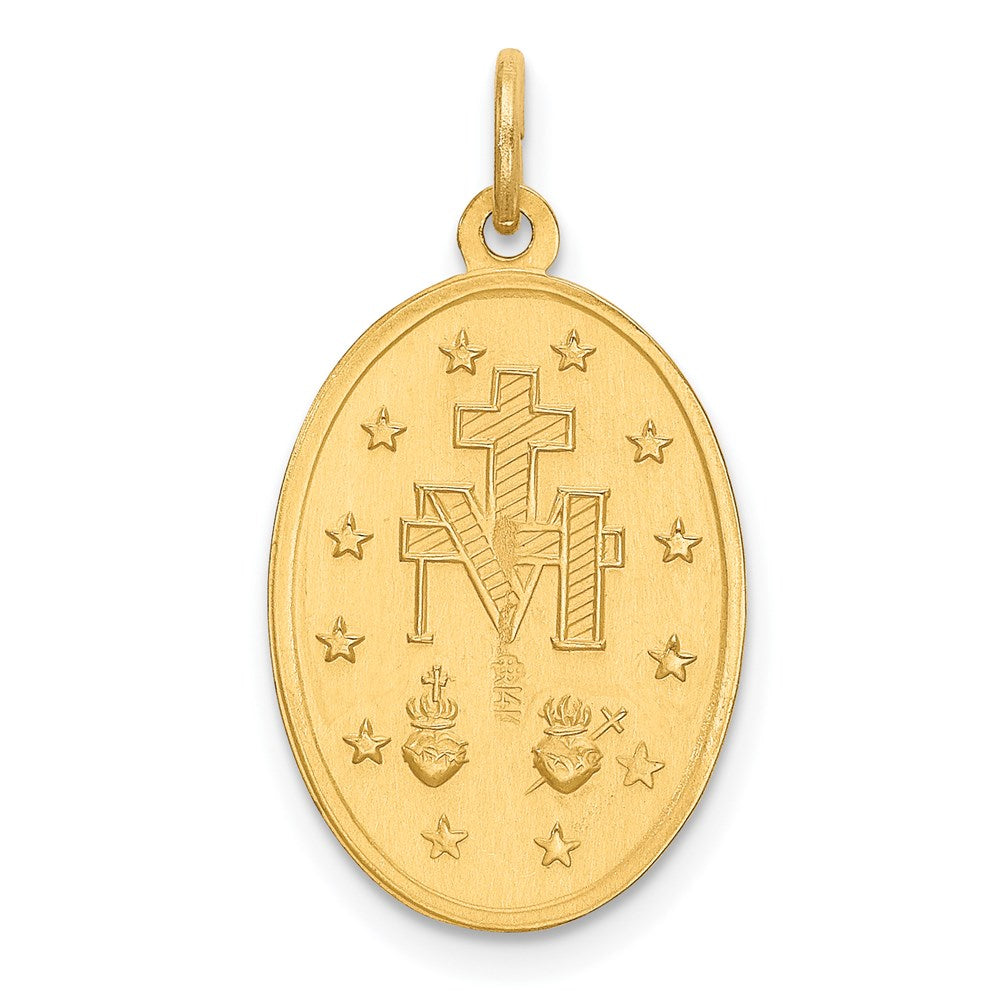 14k Yellow Gold Solid Polished and Satin Oval Miraculous Medal
