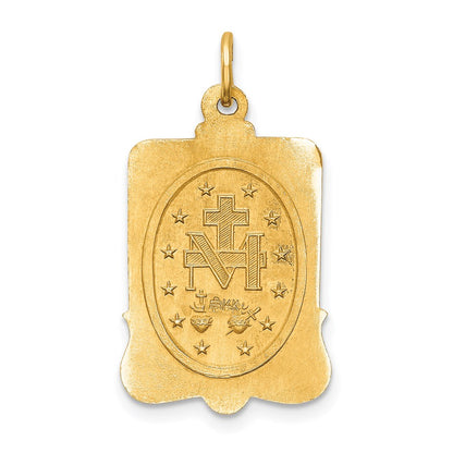 14k Yellow Gold Solid Polished/Satin Large Rectangle Framed Miraculous Medal