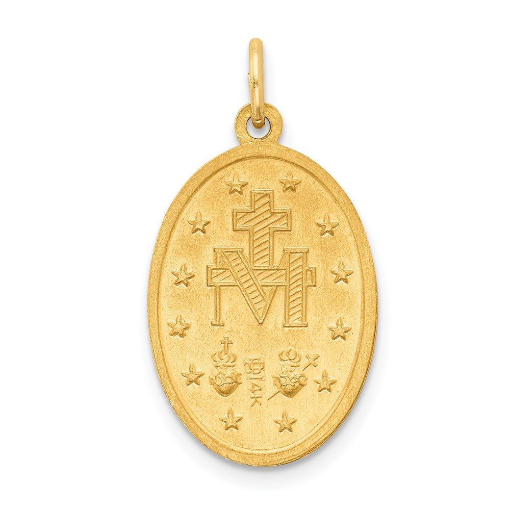 14k Yellow Gold Solid Polished/Satin Oval Miraculous Medal