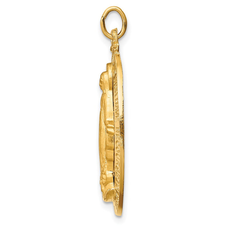 14k Yellow Gold Solid Polished/Satin Large Oval Miraculous Medal
