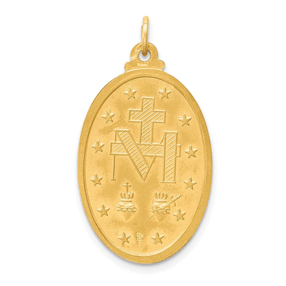 14k Yellow Gold Solid Polished/Satin Large Oval Miraculous Medal
