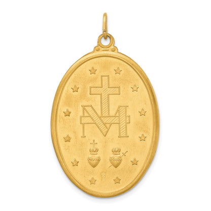 14k Yellow Gold Solid Polished/Satin Extra Large Oval Miraculous Medal