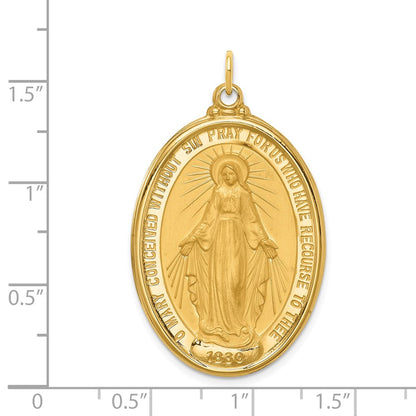 14k Yellow Gold Solid Polished/Satin Extra Large Oval Miraculous Medal