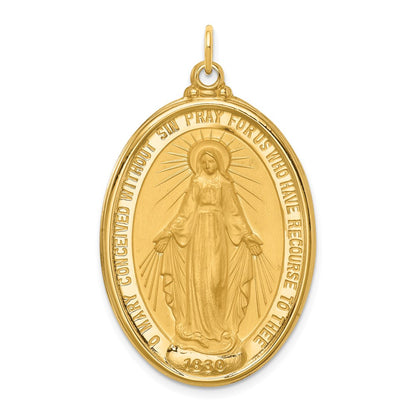14k Yellow Gold Solid Polished/Satin Extra Large Oval Miraculous Medal