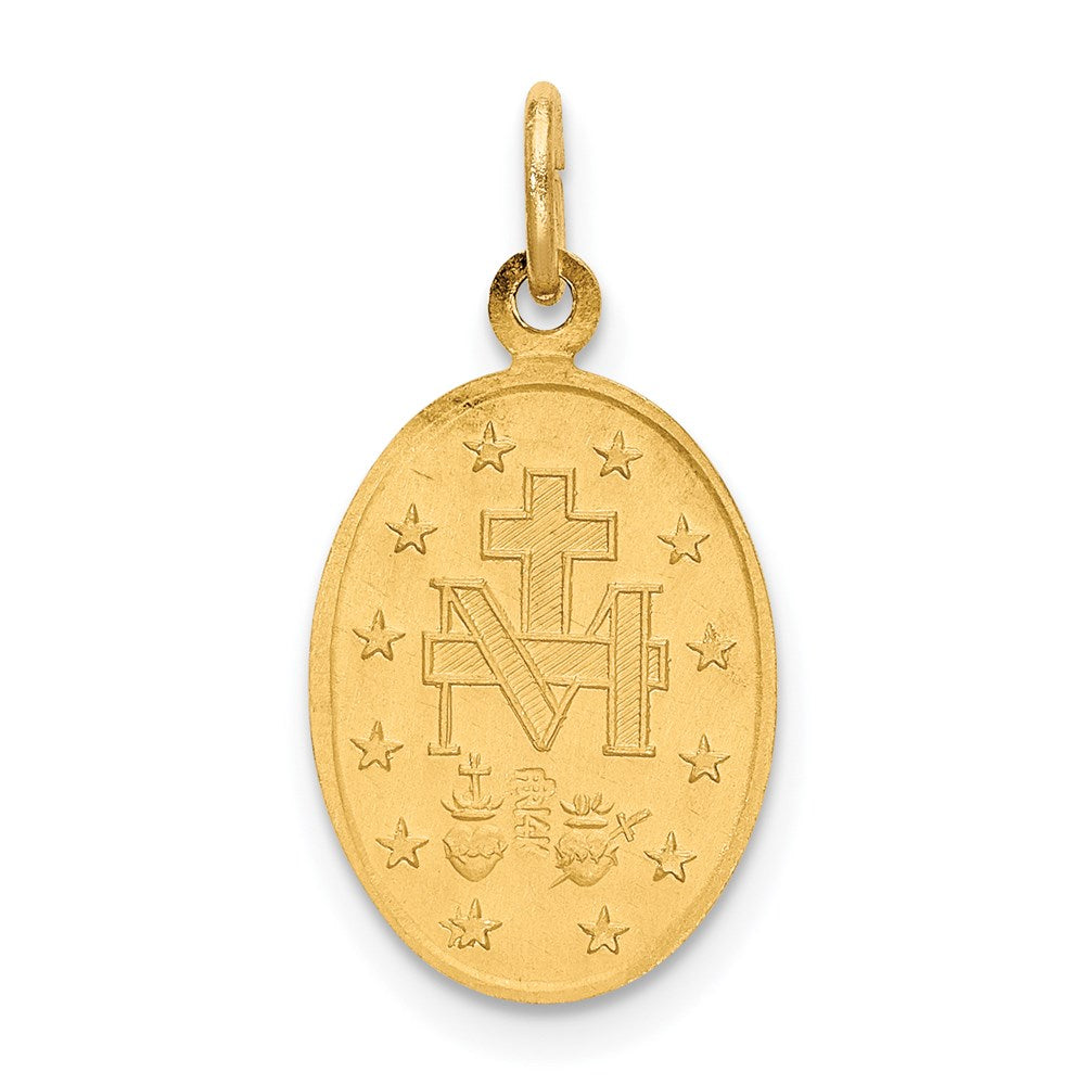 14k Yellow Gold Solid Polished/Satin Small Oval Miraculous Medal