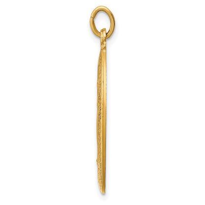 14k Yellow Gold Solid Polished/Satin Medium Oval Miraculous Medal